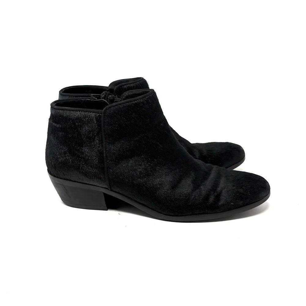 Black Furry Leather Ankle Boot Booties 8M